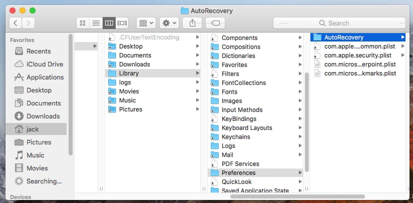 default for word autorecover mac